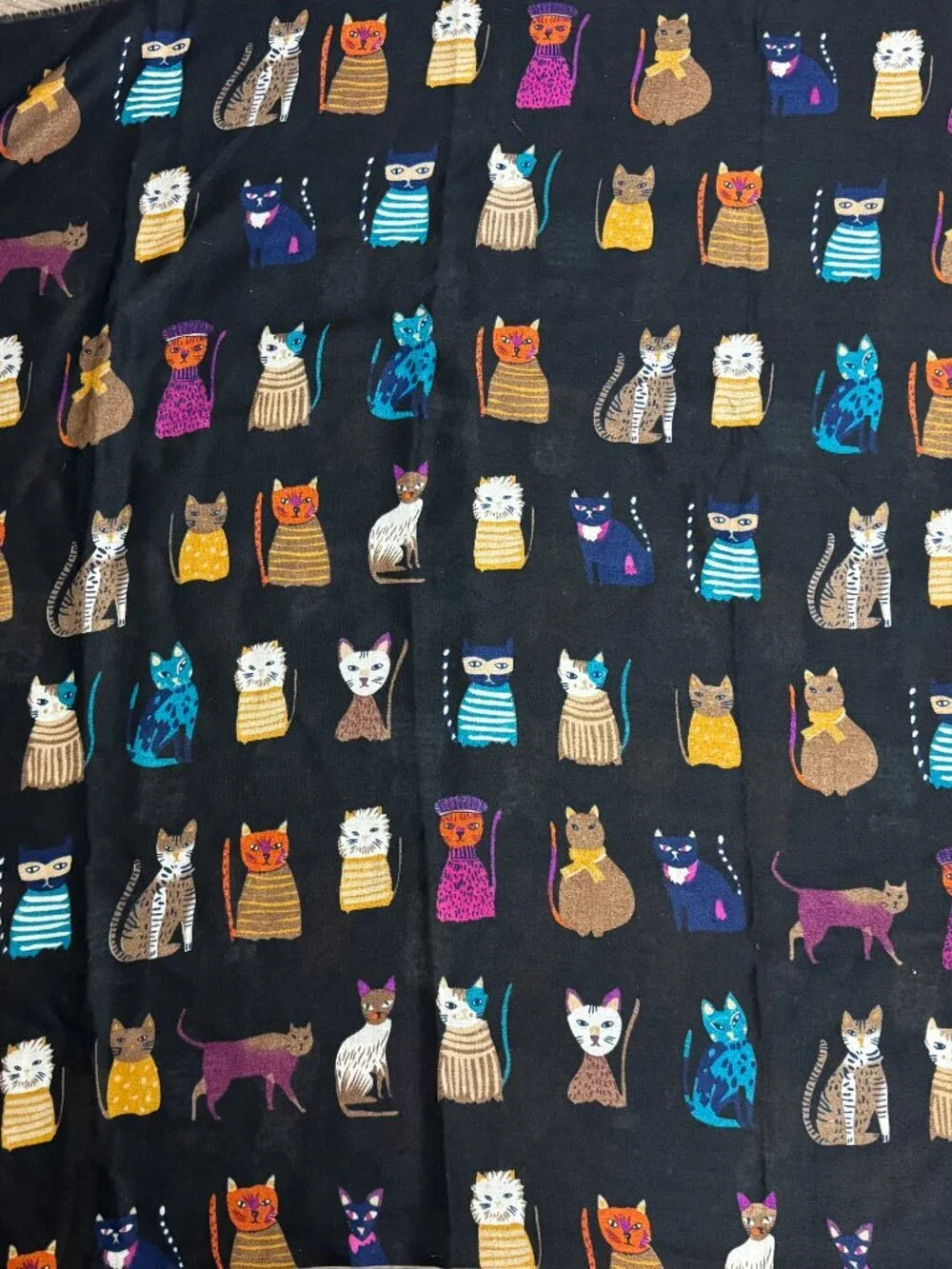 Large Scarf Wrap Colorful Cats 100% Rayon 36